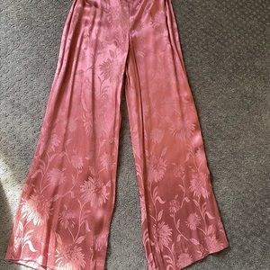 Zara pink floral design satin pants